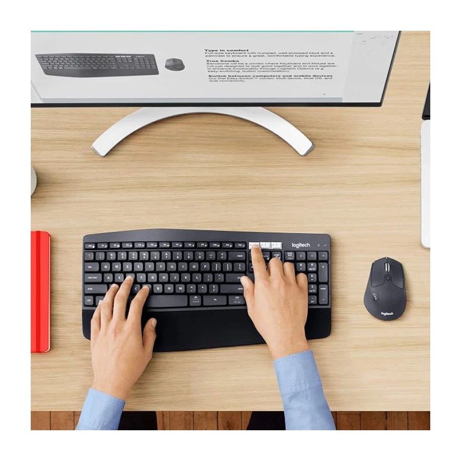 Logitech MK850 Kablosuz Performans Klavye Mouse Seti, Avuç İçi Destekli Klavye, Kıvrımlı Mouse, Çoklu Cihaz Özelliği, 10 m Kullanım Mesafesi, Tam Boyutlu Sessiz Türkçe Q Klavye, Siyah