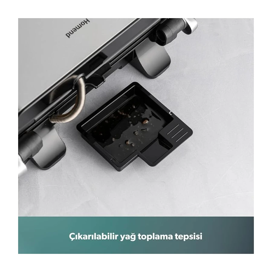 Homend Grilliant 1349H 4 Dilim Kapasiteli Gövdeli Döküm Plakalı Tost ve Izgara Makinesi Inox 2000W