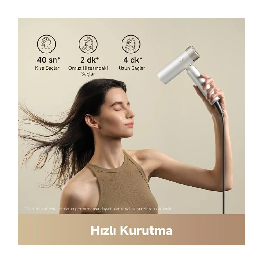 MOVA Flip 10 Yüksek Hızlı Saç Kurutma Makinesi, 300 g'lık Ultra Hafif Gövde, Bukle ve Düzleştirme için Çok Yönlü Şekillendirme, 300 Milyon Negatif İyon, 3 Yıl Garanti
