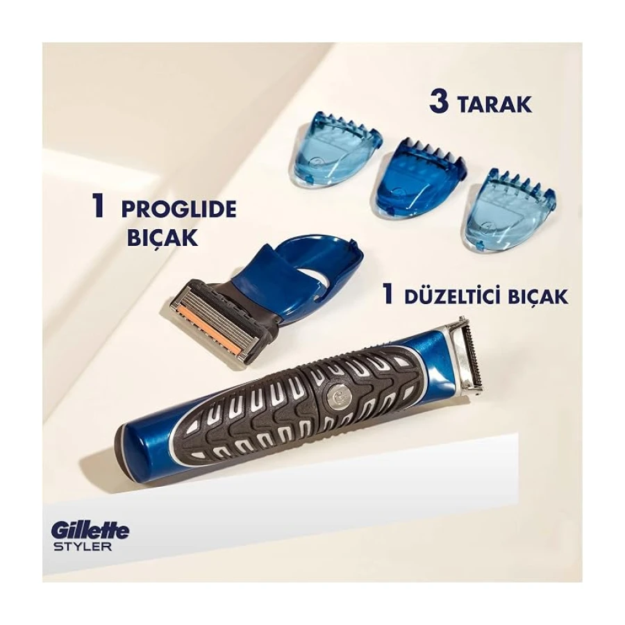 Gillette Fusion Proglide Styler 4'ü 1 Arada Tıraş Makinesi (Tıraş Bıçağı, Kenar Düzeltici, Sakal Şekillendirici ve Vücut)