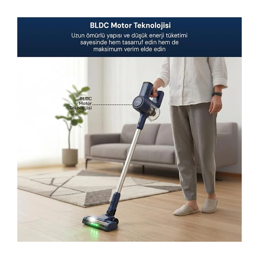 Sinbo SVC-8636 Şarjlı Dikey Süpürge, Kablosuz BLDC Motorlu, 42 Dakikaya Kadar Kullanım, 20 kPa Emiş Gücü, 1 L Toz Haznesi, HEPA Filtreli