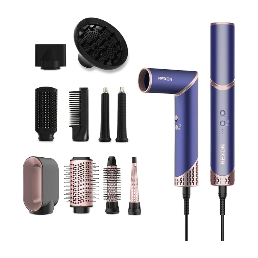 Rexon Flex 10-In-1 Hot Air Wrap Saç Kurutma & Şekillendirme Sistemi, İyon Özellikli