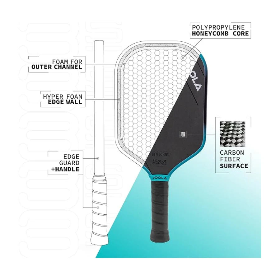 JOOLA Ben Johns Perseus 3S Pickleball Paddle w/Tahrik Çekirdeği - Yüklü Karbon Yüzey Teknolojisi. UPA Onaylandı - Büyük Tatlı Nokta ile Uzatılmış Vücut Şekli. NFC Chip Etkin ve UPA-A Sertifikalı.