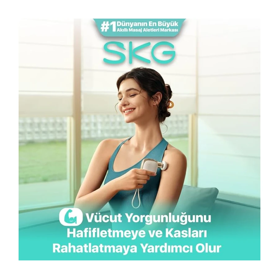 SKG FS300 Ultra Mini Masaj Tabancası | Sessiz, Güçlü Titreşimli, Cep Boy, Taşınabilir, Şarjlı | 2800 RPM, 3 Başlıklı