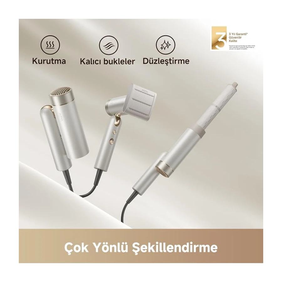 MOVA Flip 10 Yüksek Hızlı Saç Kurutma Makinesi, 300 g'lık Ultra Hafif Gövde, Bukle ve Düzleştirme için Çok Yönlü Şekillendirme, 300 Milyon Negatif İyon, 3 Yıl Garanti