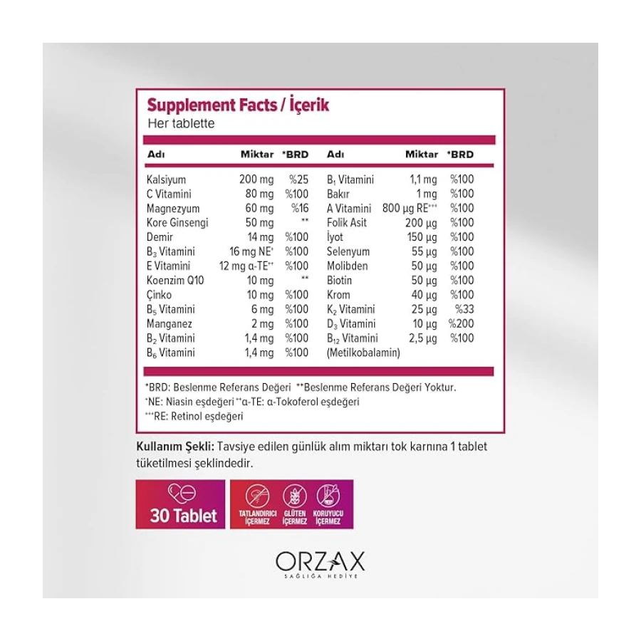 Ocean Daily One Energy Multivitamin & Multimineral 30 Tablet Takviye Edici Gıda