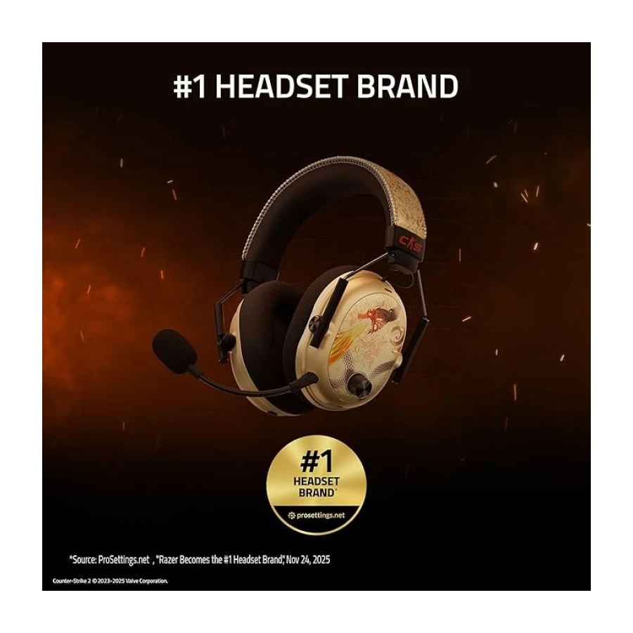Razer BlackShark V3 Pro CS2 - Gürültü engelleme özelliğine sahip kablosuz kulaklığı - 50mm ses sürücüleri - Çıkarılabilir mikrofon - HyperSpeed 2,4 GHz & Bluetooth - PC/Mac | Dragon Lore