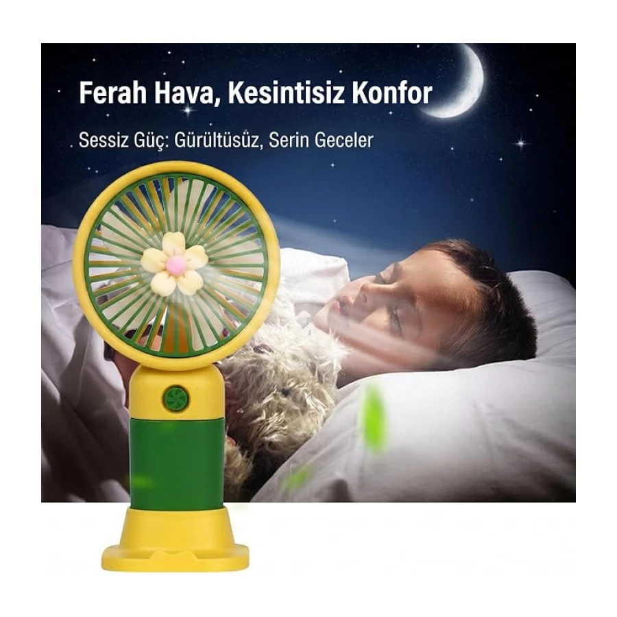 Coverzone El Tipi Mini Fan, 250mAh Batarya, USB Şarj Edilebilir, Doğal Rüzgar Özelliği, Taşınabilir ve Kompakt Tasarım, Seyahat ve Ofis İçin İdeal, Yüksek Performans, Serinletici Etki