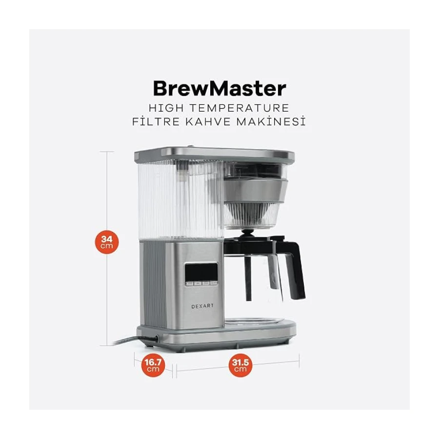 Dexart MD-5201T BrewMaster High Temperature Filtre Kahve Makinesi, Gri