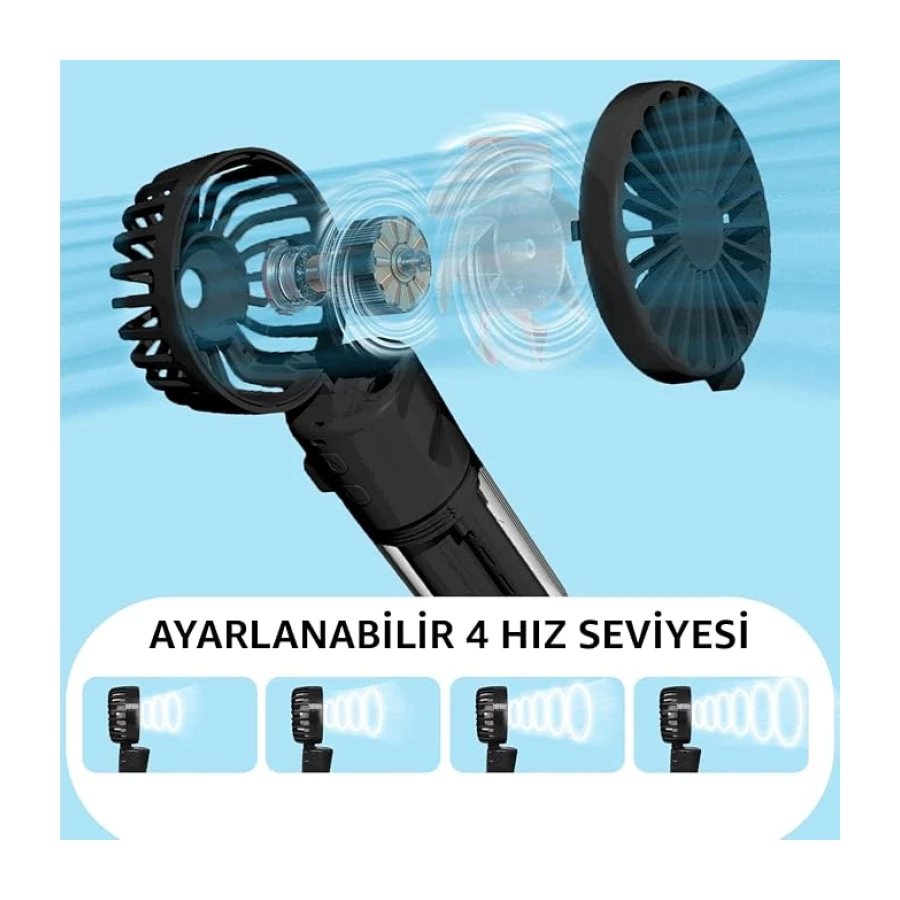 ROBEVE Elle Tutulabilir Taşınabilir Buharlı Vantilatör Mini Fan – 4 Hız Ayarı, Şarjlı, Misting Özelliği, Kompakt ve Hafif Tasarım, Buharlı Vantilatör Fan Asorti Renk