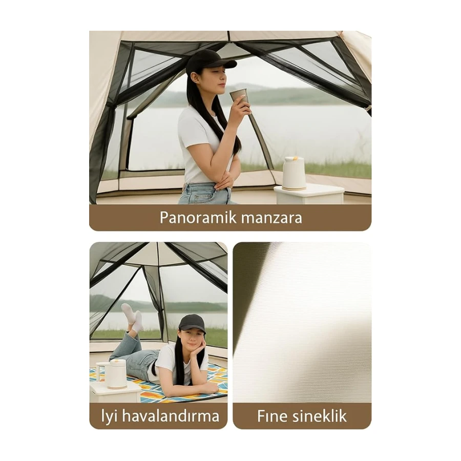 8-10 Kişilik Otomatik 4 Mevsim Kamp Çadırı | 280X280X155 Cm | Su Geçirmez, Hızlı Kurulum, Geniş Alan