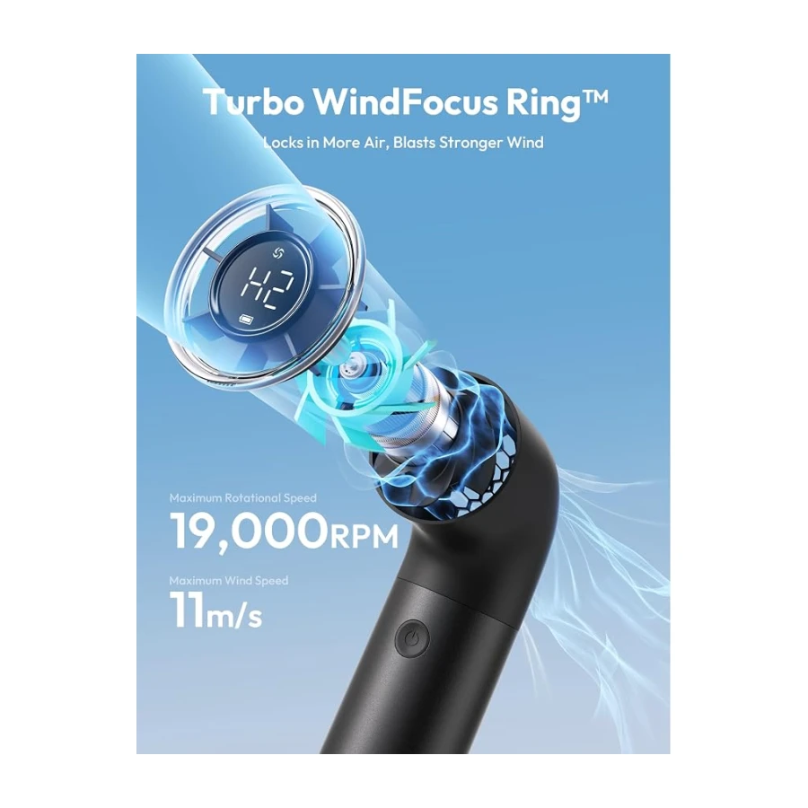 Aecooly Taşınabilir Taşınabilir Fan, Güçlü Turbo Mini Fan, 19000 RPM Yüksek Hızlı Aero Pro, 15H Maksimum Soğutma Süresi, 6 Hız Alüminyum Kasa, Cep Şarj Edilebilir Kişisel Küçük Seyahat