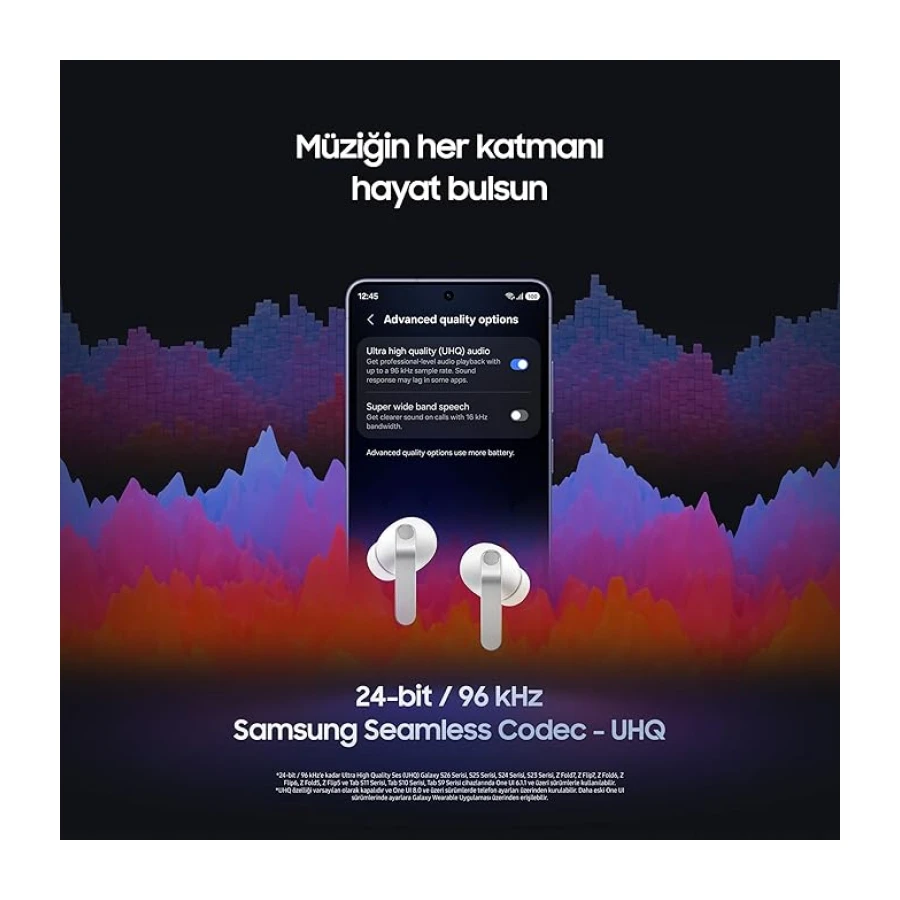 Samsung Galaxy Buds4 Pro Bluetooth Kulaklık, Siyah, Metal Gövde, 2 Yollu Hoparlör & Çift Amplifikatör, Geliştirilmiş ANC, Adaptif Gürültü Kontrolü