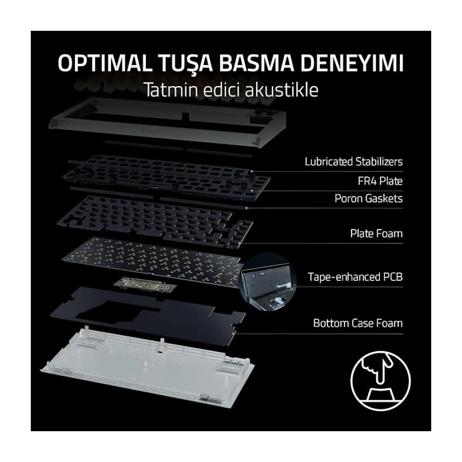 Razer BlackWidow V4 75% Phantom White - Çalışırken değiştirilebilir mekanik oyun klavyesi - Turuncu Dokunsal Anahtarlar - RGB - ABD düzeni | Phantom White Edition