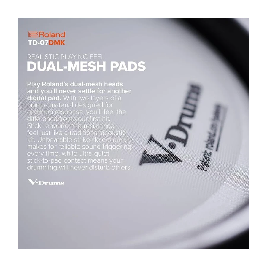 Roland TD-07DMK elektronik V davul seti – efsanevi iki katmanlı file baş kiti, olağanüstü ifade gücü ve çalınabilirliği ile – Bluetooth ses ve MIDI