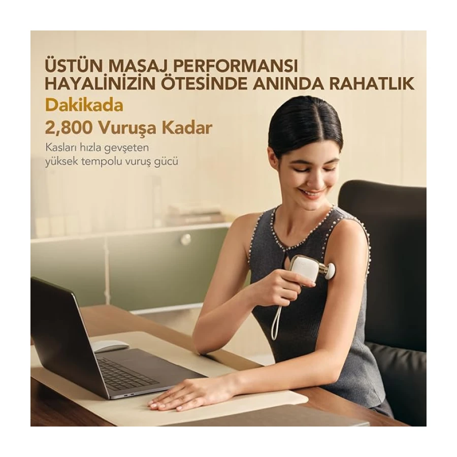 SKG FS300 Ultra Mini Masaj Tabancası | Sessiz, Güçlü Titreşimli, Cep Boy, Taşınabilir, Şarjlı | 2800 RPM, 3 Başlıklı
