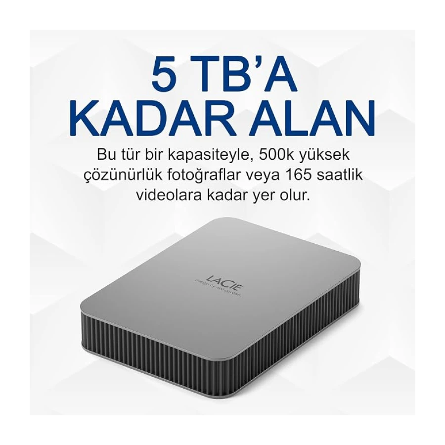 LaCie Mobile Drive Moon 2TB, Harici Taşınabilir HDD, Silver, PC Mac iPad & iPhone, Data Rescue Service (STLP2000400)