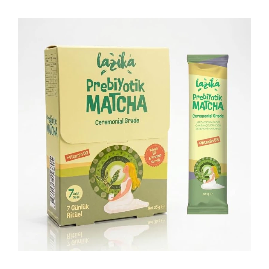 Prebiyotik Matcha 7 Saşe (35 g)- Protein, prebiyotik inülin, D3 vitamini ve keçiboynuzu unu