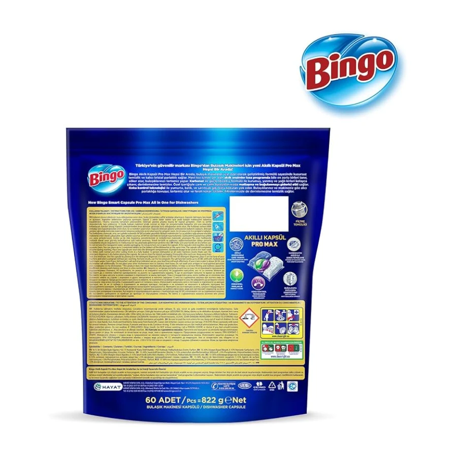 Bingo Akıllı Kapsül Pro Max Bulaşık Makinesi Deterjanı Tableti 60'lı