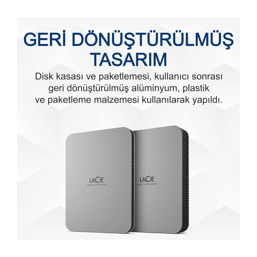 LaCie Mobile Drive Moon 2TB, Harici Taşınabilir HDD, Silver, PC Mac iPad & iPhone, Data Rescue Service (STLP2000400)