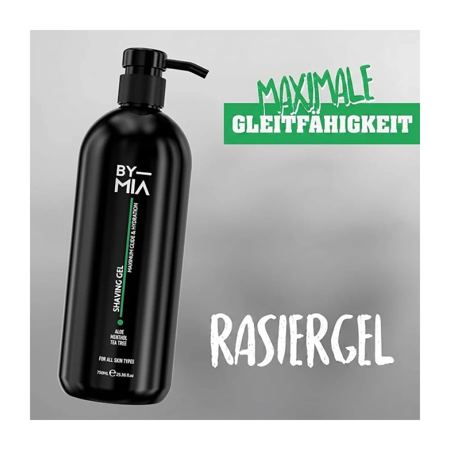BY MIA Traş Jeli 750ml | Aloe, Mentol ve Çay Ağacı Yağı ile Zenginleştirilmiş | Hassas Tıraş İçin Maksimum Kayganlaştırır ve Nemlendirir