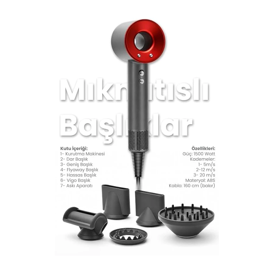 İonizerPRO 5 Başlıklı İyonizerli Plazma Saç Kurutma Makinesi 2300W – Hızlı Kurutma, 4X İyon Bakım, Soğuk Hava, 3 Isı 2 Hız Ayarlı Profesyonel Fön Makinesi, Askı Aparatı Dahil 2026 Model