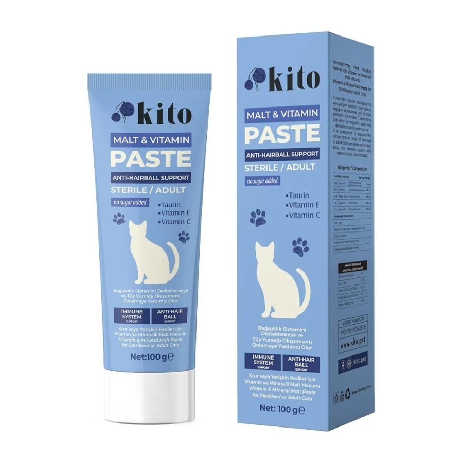 Kısır veya Yetişkin Kediler İçin Tüy Yumağı Önleyici ve Bağışıklık Sistemi Destekleyici Malt Macunu-Paste 100g