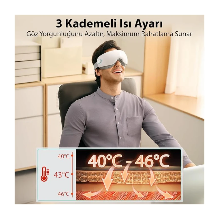 SKG ES500 Isıtmalı Göz Masaj Aleti – Bluetooth Destekli, Katlanabilir, Sessiz, 3 Kademeli Hava Basınçlı, Göz Altı Morluk ve Kırışıklık, Şakak Masajı, (Beyaz)