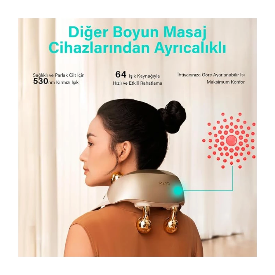 SKG H7 Ultra-E Boyun ve Omuz Masaj Aleti, Geleneksel Shiatsu Masaj Deneyimi, Isı ve Yoğurma Fonksiyonu, Çoklu Masaj Programı, Şarjlı Taşınabilir Kullanım, Yumuşak Dokulu Rahat Tasarım