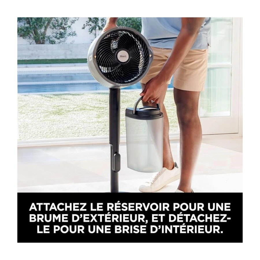Shark FlexBreeze ProMist Taşınabilir Buharlı Fan – İç ve Dış Mekan Uyumlu, Siyah FA300EU