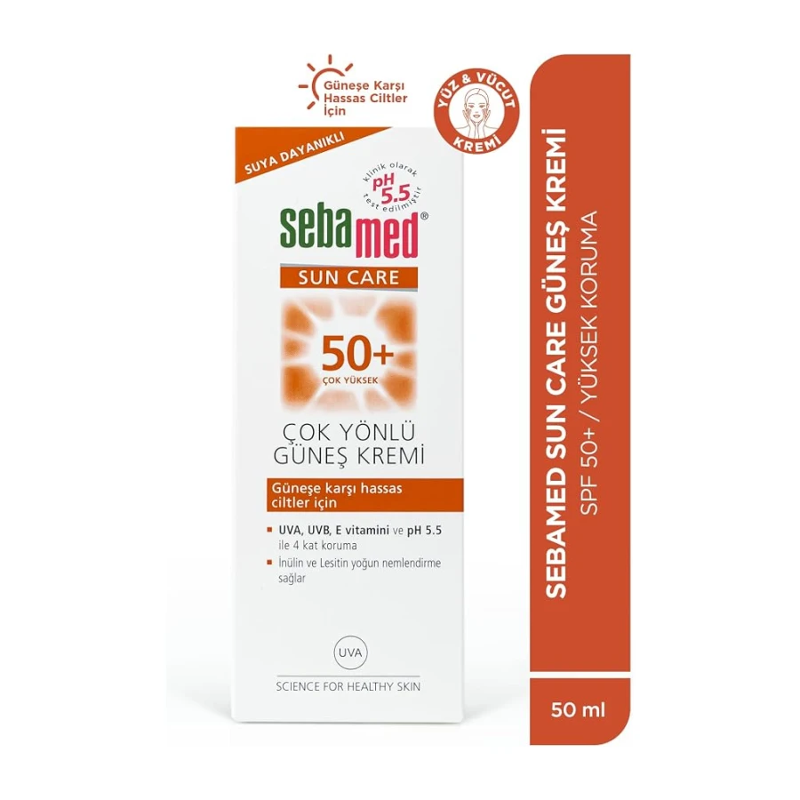 Sebamed Sun Care SPF 50+ UVA/UVB Filtresi ve E Vitamini Üçlü Yüksek Koruma Çok Yönlü Güneş Kremi 50 ml