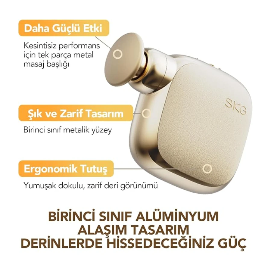 SKG FS300 Ultra Mini Masaj Tabancası | Sessiz, Güçlü Titreşimli, Cep Boy, Taşınabilir, Şarjlı | 2800 RPM, 3 Başlıklı