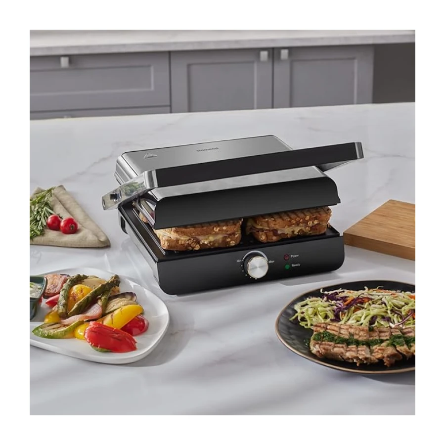 Homend Grilliant 1349H 4 Dilim Kapasiteli Gövdeli Döküm Plakalı Tost ve Izgara Makinesi Inox 2000W
