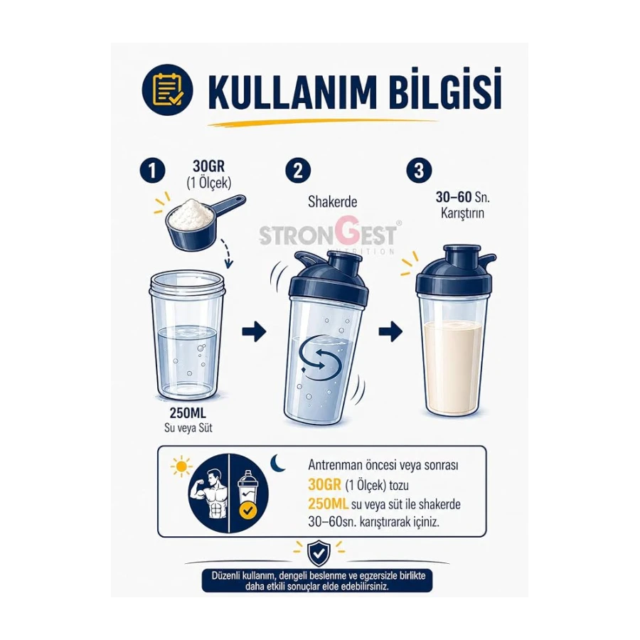 STRONGEST Whey Protein 420 Gr 14 Servis Aromalı%100 Whey Protein Tozu