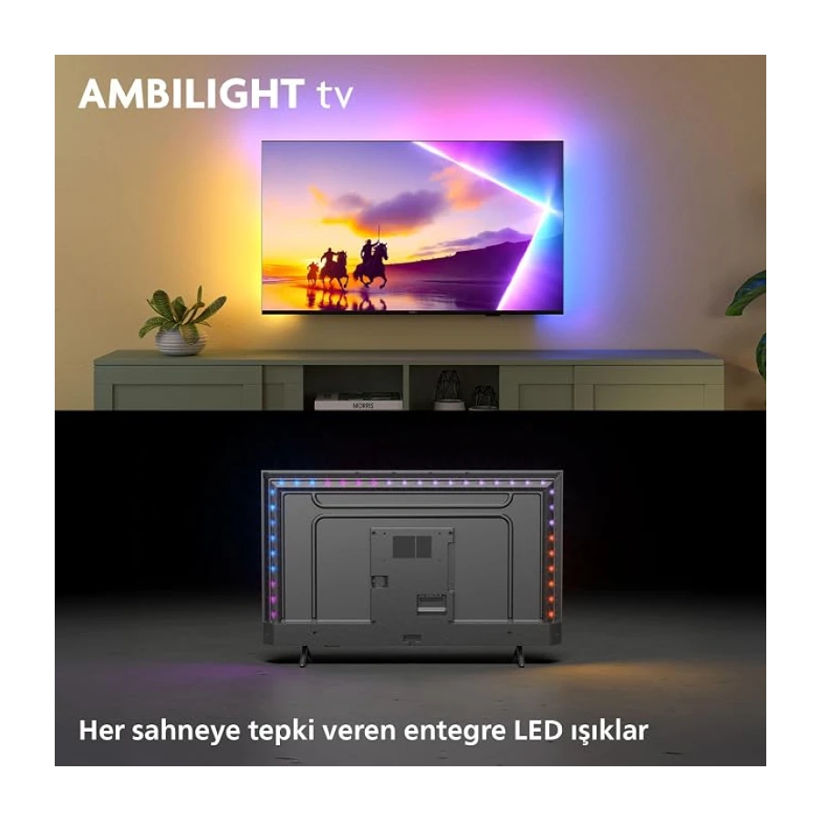 Philips Ambilight TV 55PUS8500/62 4K UHD QLED 139cm 55 inç Smart TV Dolby Atmos Titan OS