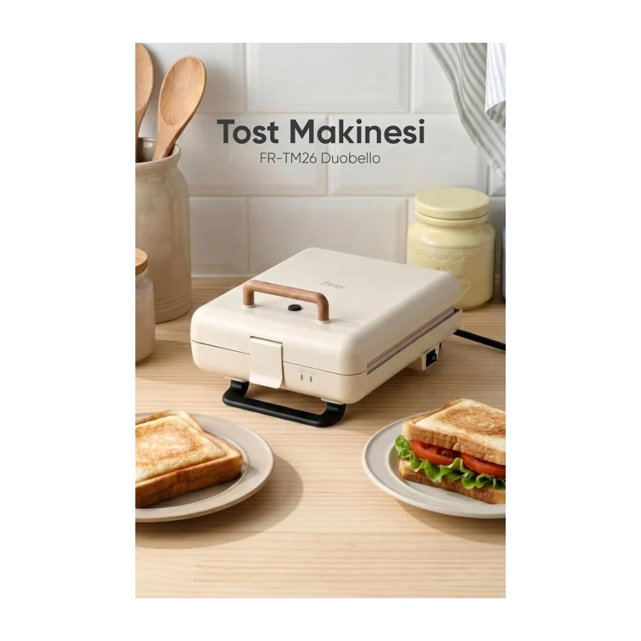 FR TM26 Duobello Tost ve Izgara Makinesi | 4 Dilim Tam Açılır | Çıkarılabilir Yapışmaz Plaka