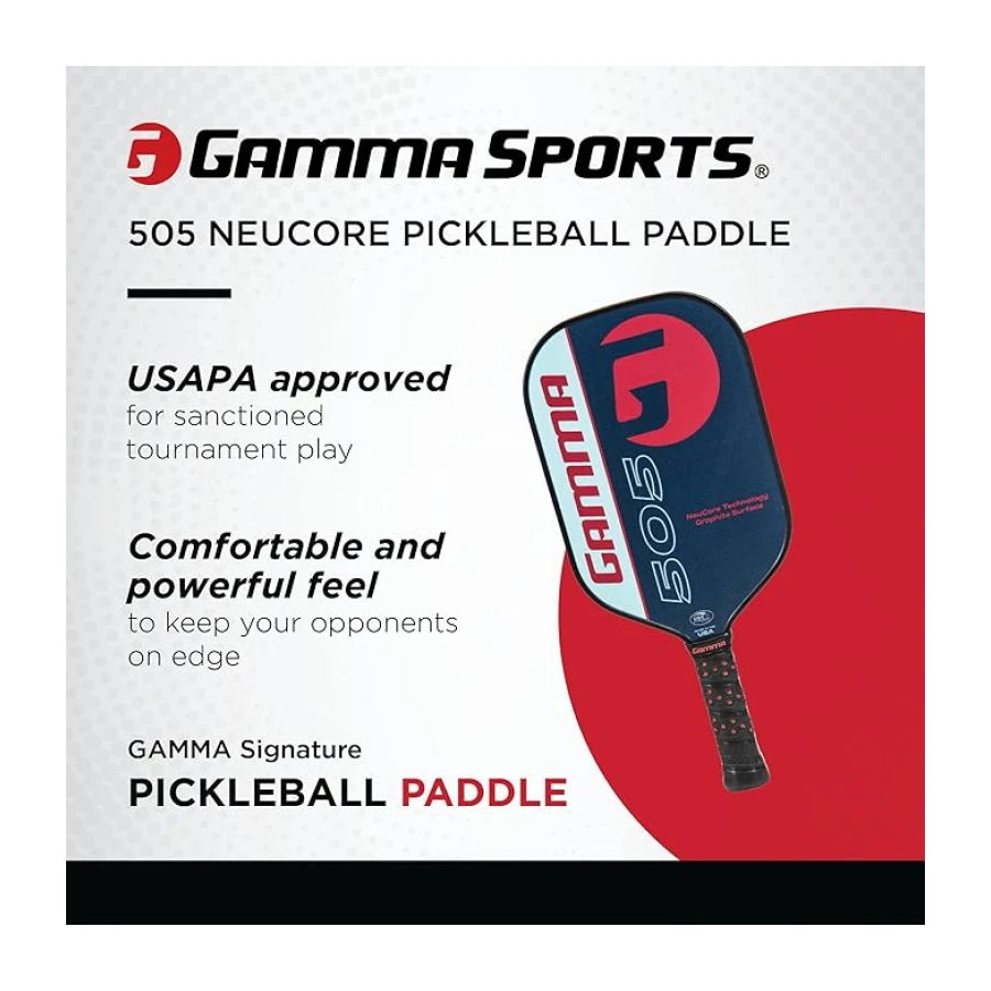 GAMMA Spor NeuCore Pickleball Kürek, Dokulu Grafit, Güç Yüzeyi, Rahat Kavrama
