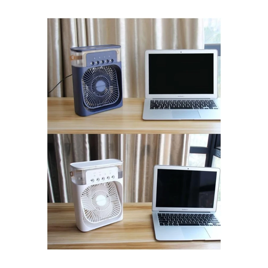 Buzlu Vantilatör Mini Fan 5 Spreyli Su Püskürtmeli 600 ML Buhar Makinesi Nemlendirici Mini Klima Rgb