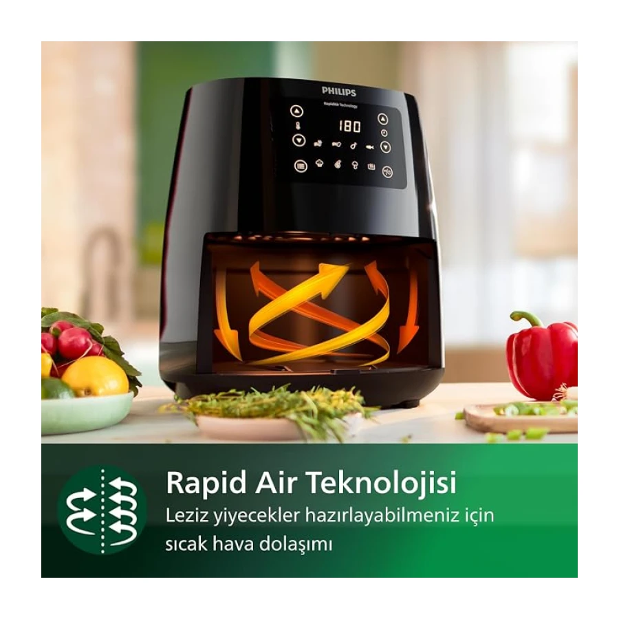 Philips Airfryer 3000 Serisi L - 4,1L, 13'ü 1 arada işlev, 7 ön ayarlı program,%90 daha az yağ, Rapid Air, HomeID tarif uygulaması, sıcak tutma, bulaşık makinesinde yıkanabilir