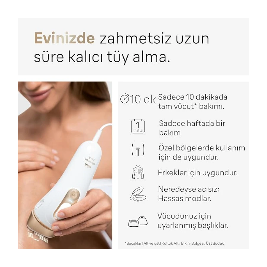 Braun IPL Silk·expert Pro 5, Evde Tüy Alma, Çanta, Venus Tıraş Makinesi, 2 Başlık ile, PL5146