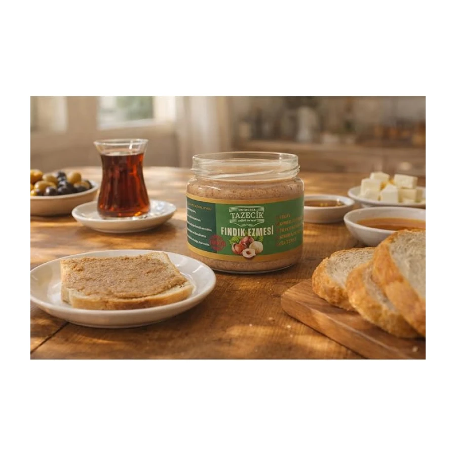 Ustagıda Tazecik Fındık Ezmesi 300 g |%80 Giresun Fındıklı, Vegan, Glutensiz, Mini Parçacıklı