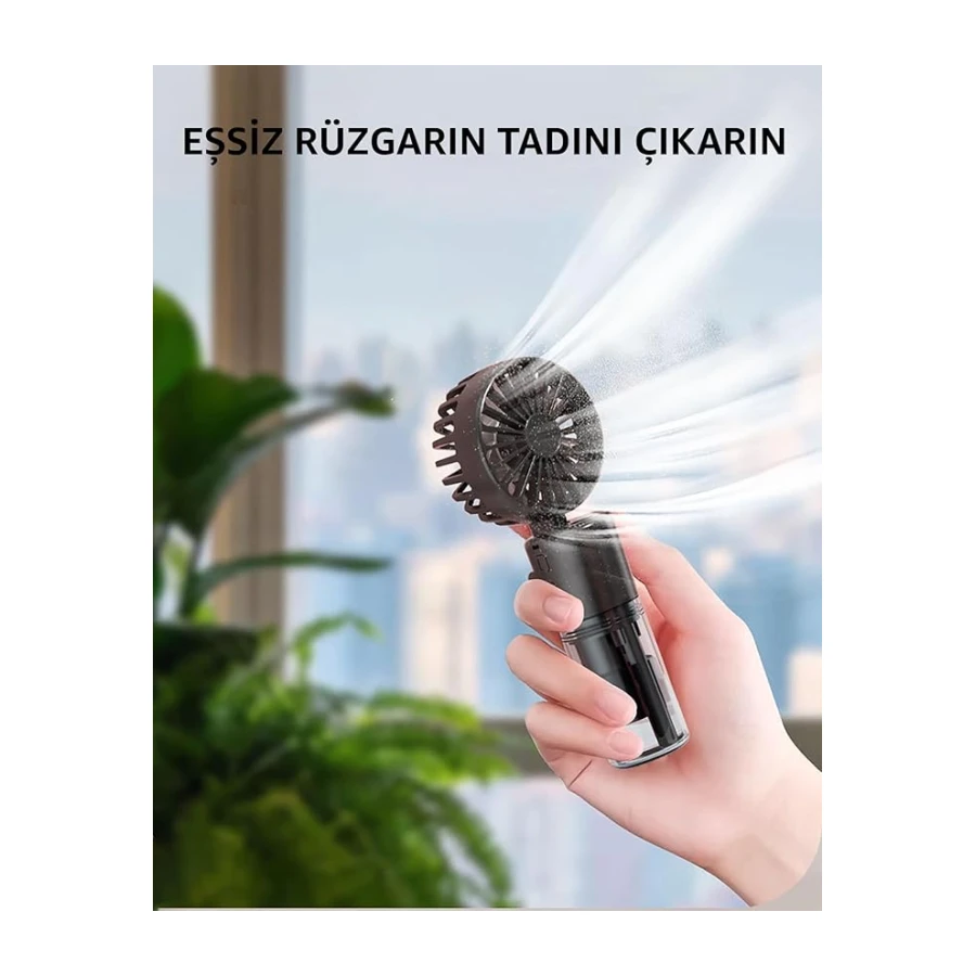 ROBEVE Elle Tutulabilir Taşınabilir Buharlı Vantilatör Mini Fan – 4 Hız Ayarı, Şarjlı, Misting Özelliği, Kompakt ve Hafif Tasarım, Buharlı Vantilatör Fan Asorti Renk