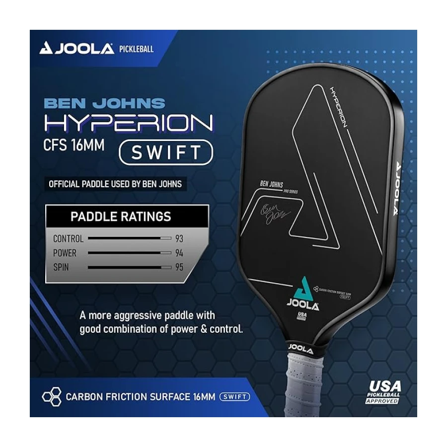 Joola Profesyonel Pickleball Raketleri, Ham Karbon Fiber Yüzey, Falso, Hız ve Kontrol için Tasarlandı, Hyperion, Solaire, Perseus ve Scorpeus, Swift ve Standart Modeller, USAP Onaylı, Turnuva Seviyesi