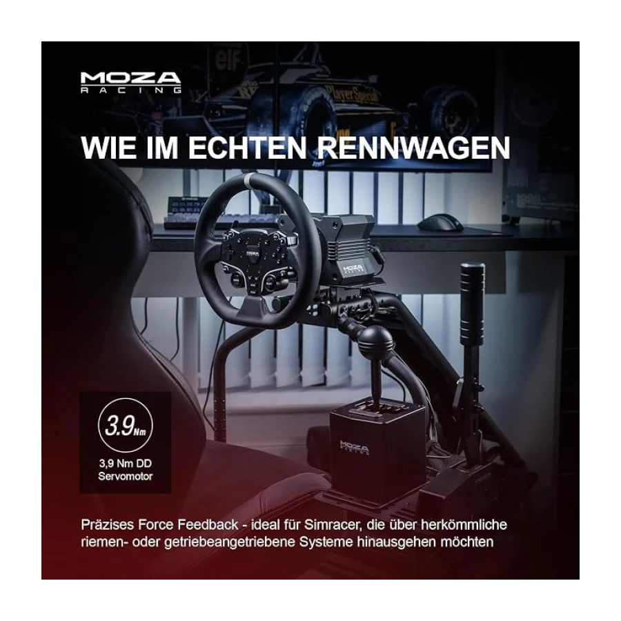 MOZA R3 Racing Bundle, 3.9Nm Direct Drive Simracing Seti, 11" Direksiyon, Pedal ve Masa Kelepçesi, PC/Windows Uyumlu, Bulut Kontrol Sistemi