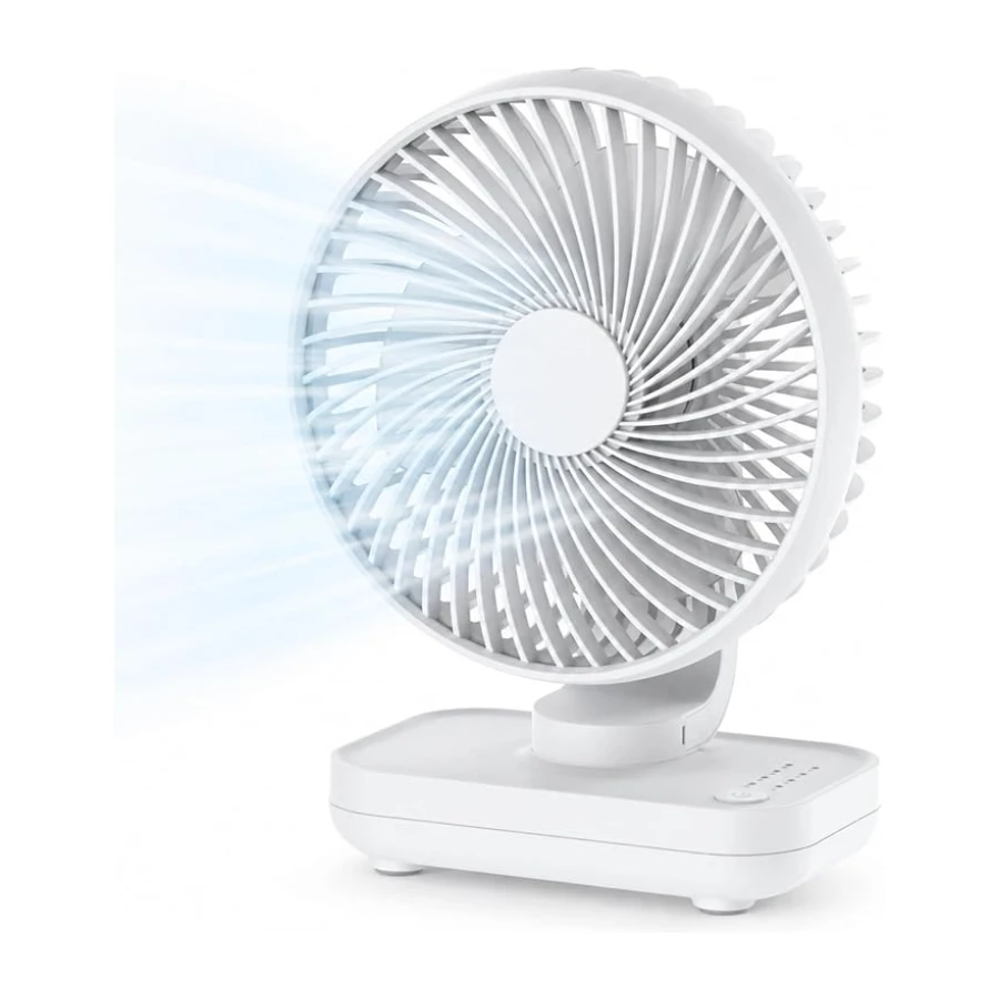 Şarjlı Soğutucu Vantilatör, Ultra Güçlü Motorlu 3 Pervaneli Soğutucu Fan, 3 Kademeli Sessiz, 4000 mAh Type-C Şarjlı, 90 Derece Manevralı Ev Ofis Bahçe Balkon Araç Seyahat İçin Şarjlı Mini Vantilatör