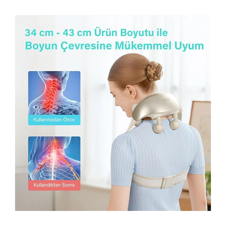 SKG H7 Ultra Profesyonel Boyun ve Omuz Masaj Cihazı, İnsan Eli Yoğurma Hissi, Shiatsu Masaj Fonksiyonu ve Isıtma Özelliği