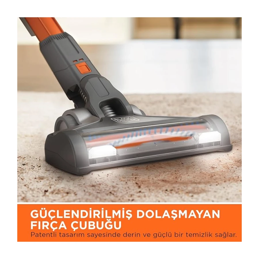 Black+Decker BHFEV182C 4'ü 1 Arada Kablosuz Dikey Süpürge (18 V, 2.0 Ah, To, Elektrikli Fırça Başlığı, Dar Aralık Aparatı, Şarj Cihazı ve Duvar Askısı Dahil)
