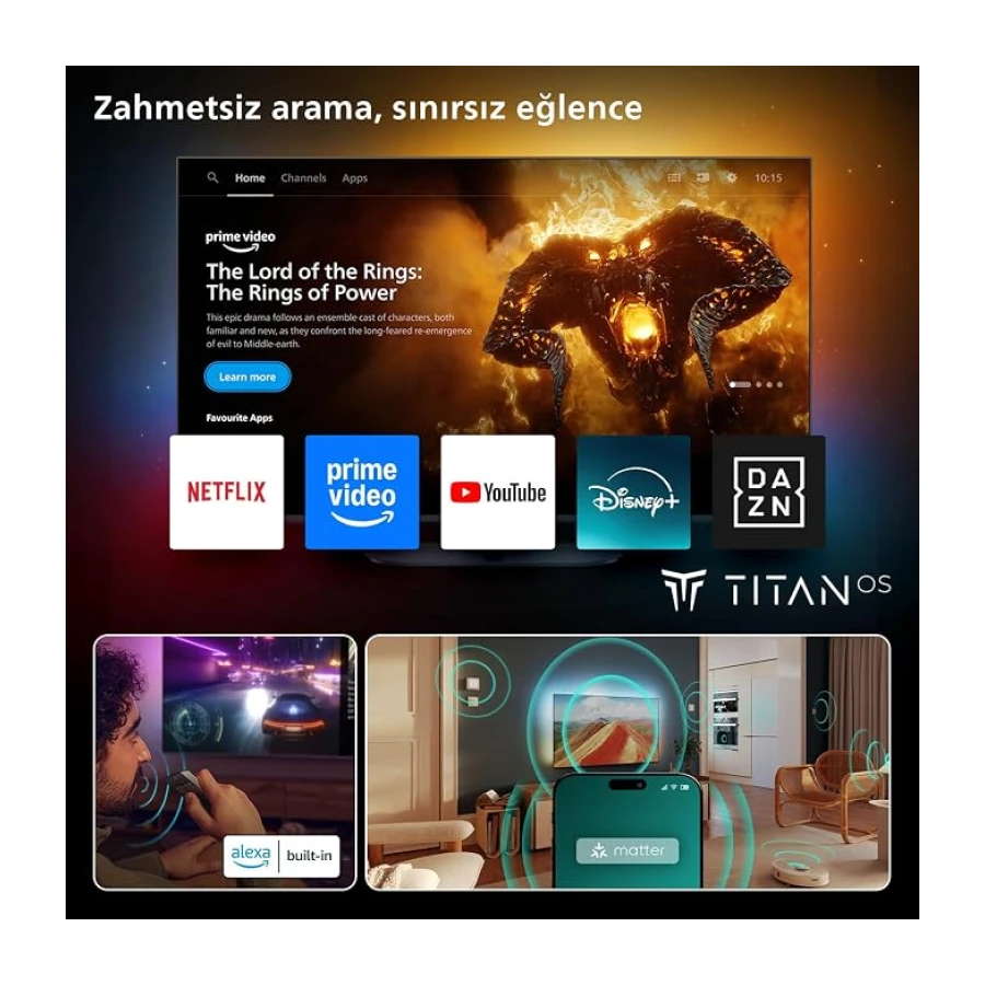 Philips Ambilight TV 55PUS8500/62 4K UHD QLED 139cm 55 inç Smart TV Dolby Atmos Titan OS