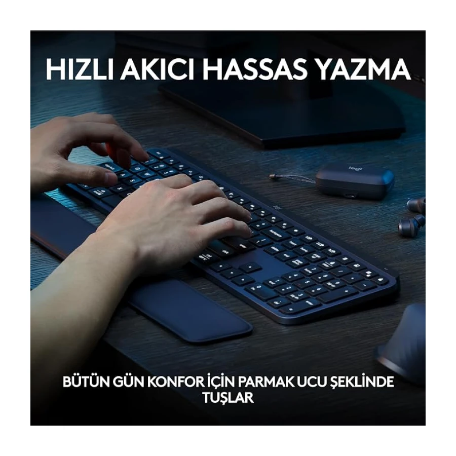 Logitech MX Keys S Kablosuz Klavye, Düşük Profil, Akıcı Hassas Sessiz Yazma, Programlanabilir Tuşlar, Arkadan Aydınlatma, Bluetooth, USB C Şarj Edilebilir, Siyah