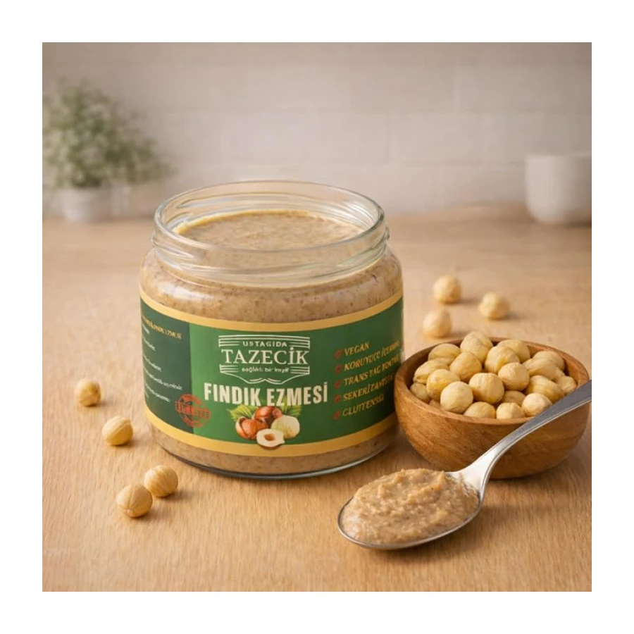 Ustagıda Tazecik Fındık Ezmesi 300 g |%80 Giresun Fındıklı, Vegan, Glutensiz, Mini Parçacıklı